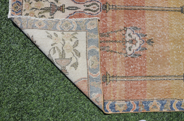 Turkish Handmade Vintage small area rug for home decor, bathroom rug, area rug oushak rug boho rug kitchen rug  kilim rug door mat, rug 4x3, 665419