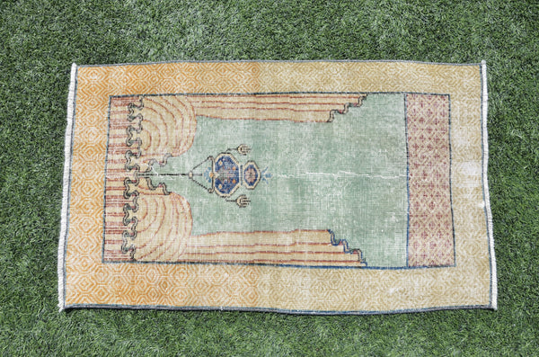 Vintage Handmade Turkish small area rug for home decor, bathroom rug, area rug oushak rug boho rug kitchen rug  kilim rug door mat, rug 4x2, 665421