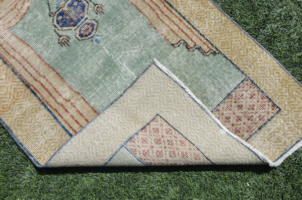 Vintage Handmade Turkish small area rug for home decor, bathroom rug, area rug oushak rug boho rug kitchen rug  kilim rug door mat, rug 4x2, 665421
