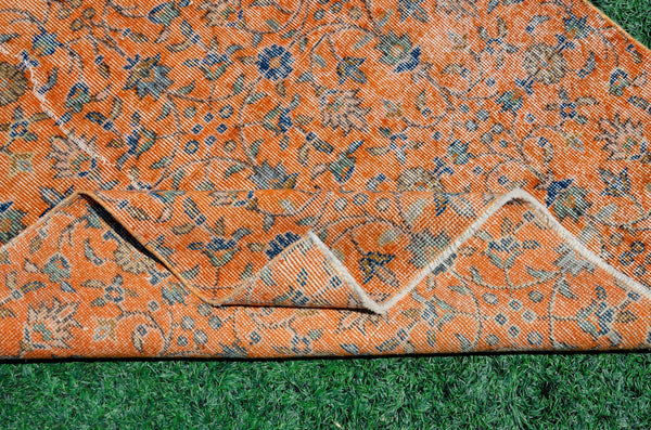 Floral Natural oushak Turkish rug for home decor, Vintage rug, area rug boho rug bedroom rug kitchen rug kilim rugs handmade, rugs 4x7, 665351