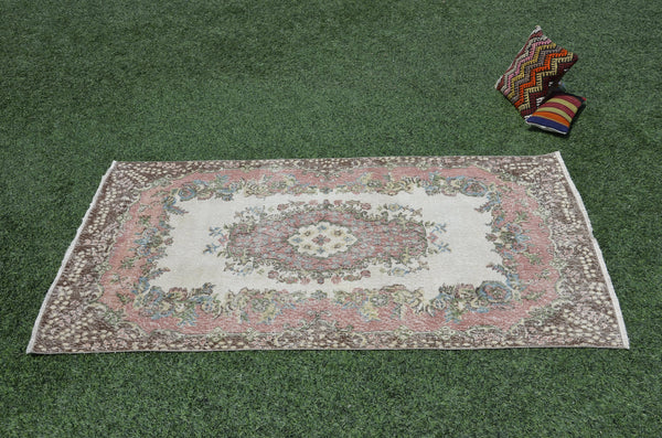 Pink Vintage Turkish rug for home decor, area rug, oushak rug boho rug bedroom rug kitchen rug bathroom rug kilim, rugs 4x7, 665410