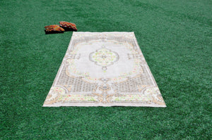 Natural Oushak Turkish rug for home decor, Vintage rug, area rug boho rug bedroom rug kitchen rug, kilim rugs handmade, rugs 4x10, 665463