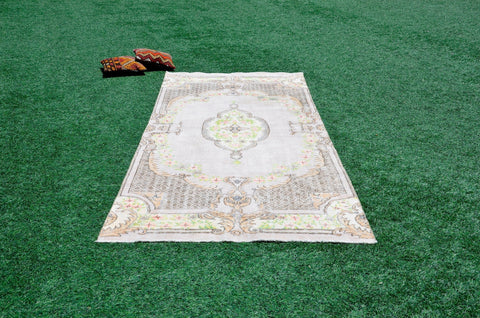 Natural Oushak Turkish rug for home decor, Vintage rug, area rug boho rug bedroom rug kitchen rug, kilim rugs handmade, rugs 4x10, 665463