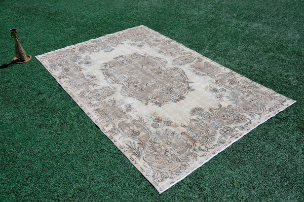 Unique Turkish large Vintage rug for home decor, oversize rug, area rug oushak rug boho rug bedroom kitchen rug  kilim rug, rugs 6x10, 665464