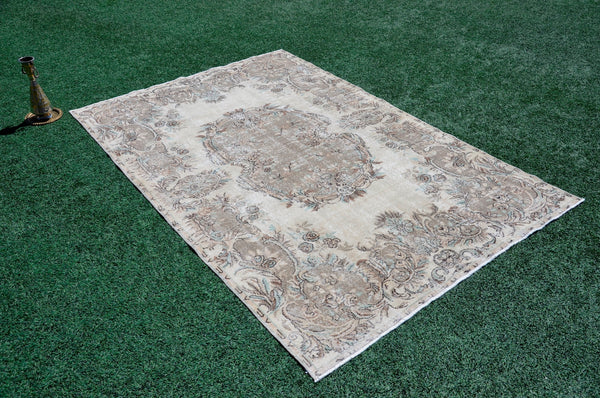 Unique Turkish large Vintage rug for home decor, oversize rug, area rug oushak rug boho rug bedroom kitchen rug  kilim rug, rugs 6x10, 665464