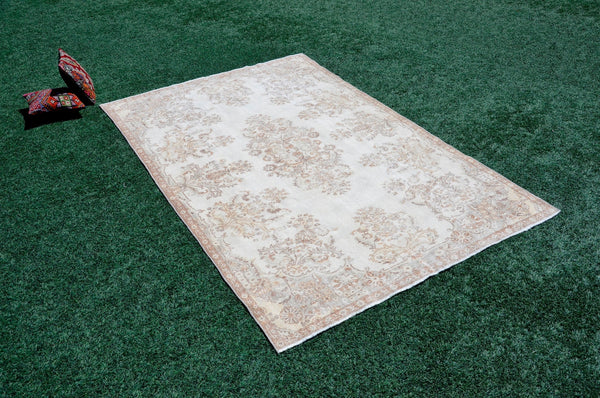 Turkish large Vintage rug for home decor, oversize rug, area rug oushak rug boho rug bedroom kitchen rug  kilim rug, rugs 6x9, 665465