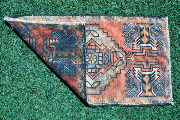 Turkish Handmade Vintage small area rug doormat for home decor, bathroom rug, area oushak rug bathroom mat kitchen kilim rug, rug 3.1X1.8, 665529