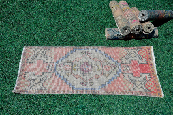 Natural Turkish Vintage small area rug doormat for home decor, bathroom rug, area oushak rug bathroom mat kitchen kilim rug, rug 3.1X1.7, 665598