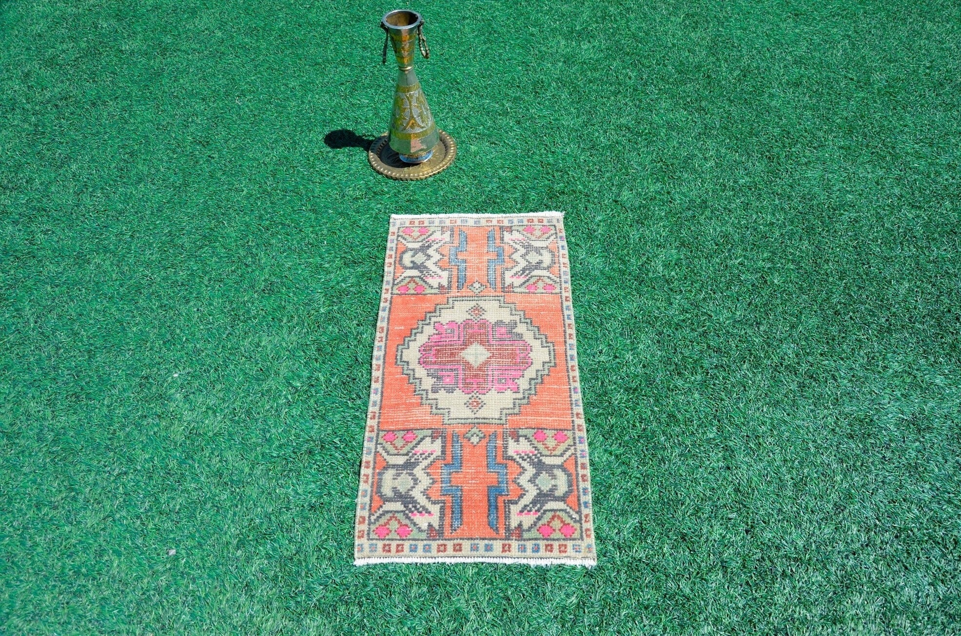 Unique Turkish Vintage small area rug doormat for home decor, bathroom rug, area oushak rug bathroom mat kitchen rug  kilim rug, rug 3,2X1,7, 665530