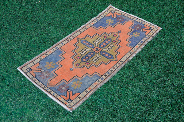 Turkish Handmade Vintage small area rug doormat for home decor, bathroom rug, area oushak rug bathroom mat kitchen kilim rug, rug 3.5X1.9, 665479
