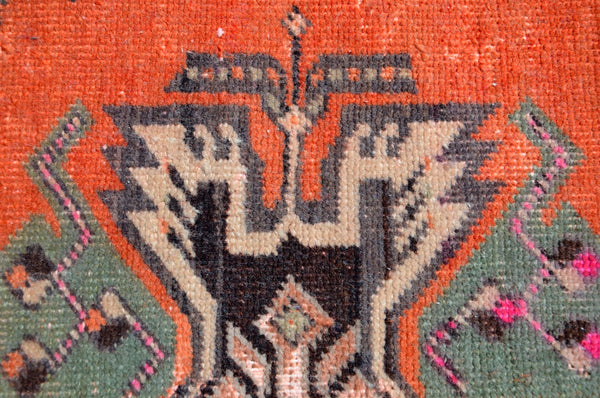 Vintage Handmade Turkish small area rug doormat for home decor, bathroom rug, area oushak rug bathroom mat kitchen kilim rug, rug 2.10X1.6, 665494