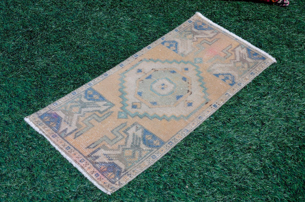 Handmade Turkish Vintage small area rug doormat for home decor, bathroom rug, area oushak rug bathroom mat kitchen kilim rug, rug 3x1.6, 665527