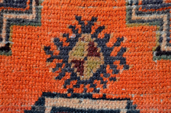 Vintage Handmade Turkish small area rug doormat for home decor, bathroom rug, area oushak rug bathroom mat kitchen kilim rug, rug 3.4X1.6, 665539