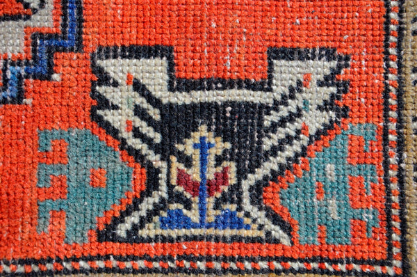 Handmade Turkish Vintage small area rug doormat for home decor, bathroom rug, area oushak rug bathroom mat kitchen kilim rug, rug 2.9x1.6, 665566