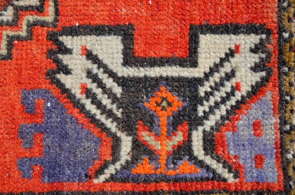 Handmade Turkish Vintage small area rug doormat for home decor, bathroom rug, area oushak rug bathroom mat kitchen kilim rug, rug 2.11x1.7, 665636