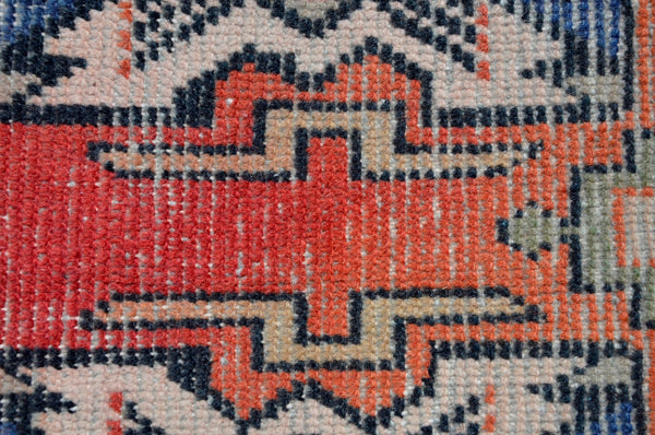 Vintage Handmade Turkish small area rug doormat for home decor, bathroom rug, area oushak rug bathroom mat kitchen kilim rug, rug 3.3x1.3, 665653