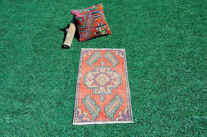Turkish Handmade Vintage small area rug doormat for home decor, bathroom rug, area oushak rug bathroom mat kitchen kilim rug, rug 2.11X1.6, 665589
