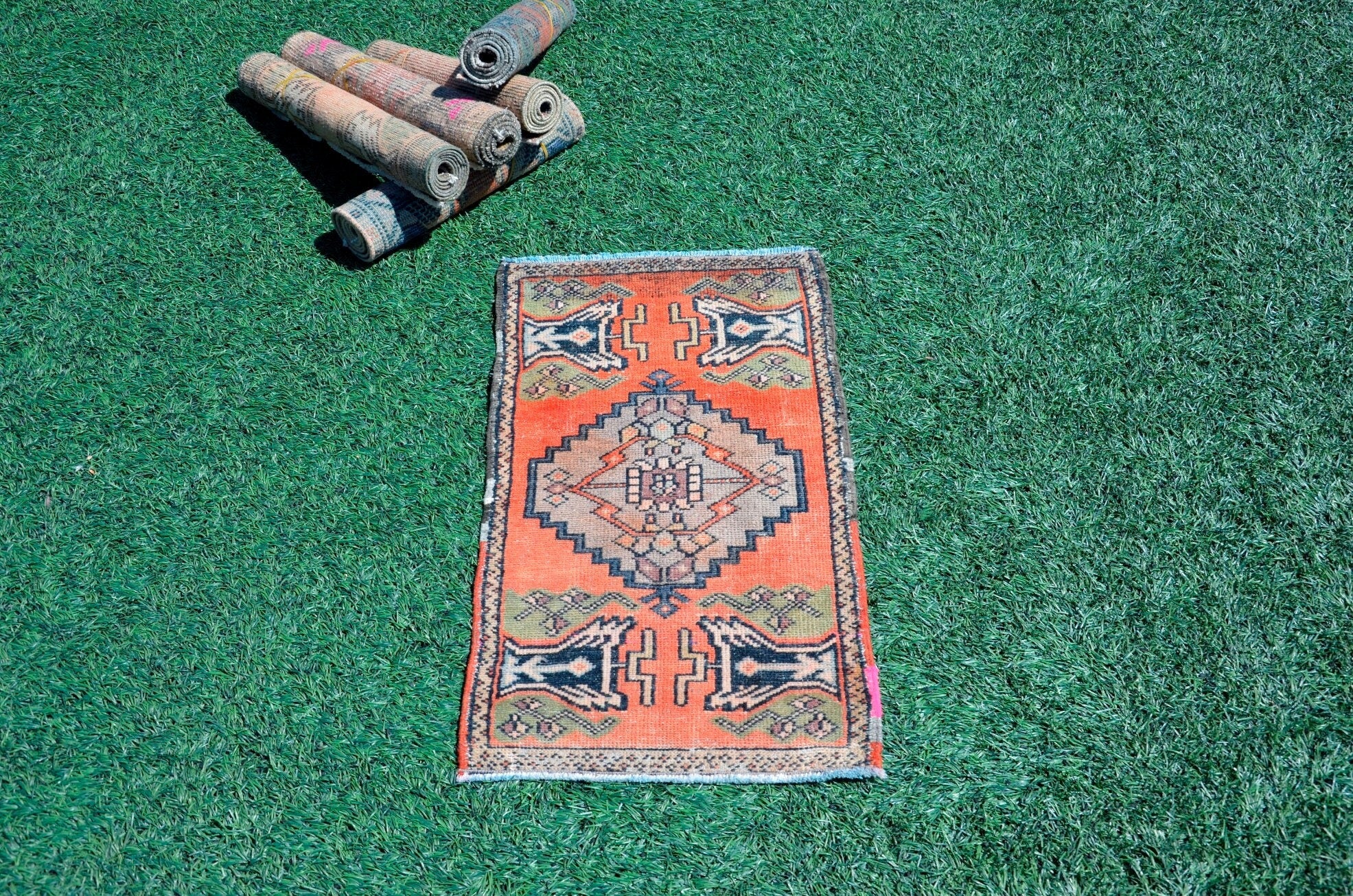 Natural Turkish Vintage small area rug doormat for home decor, bathroom rug, area oushak rug bathroom mat kitchen kilim rug, rug 2.8X1.6, 665586