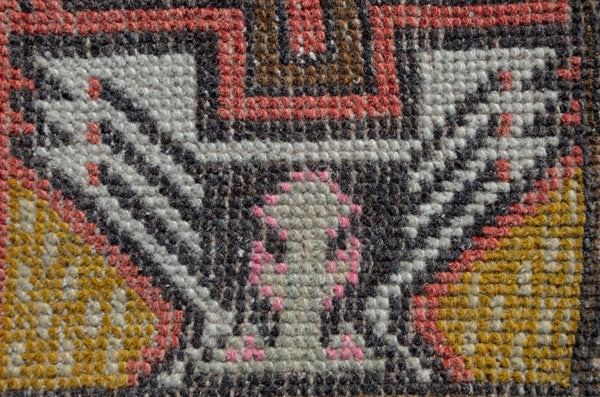 Unique Turkish Vintage small area rug doormat for home decor, bathroom rug, area oushak rug bathroom mat kitchen rug kilim rug, rug 3.7x1.8, 665685