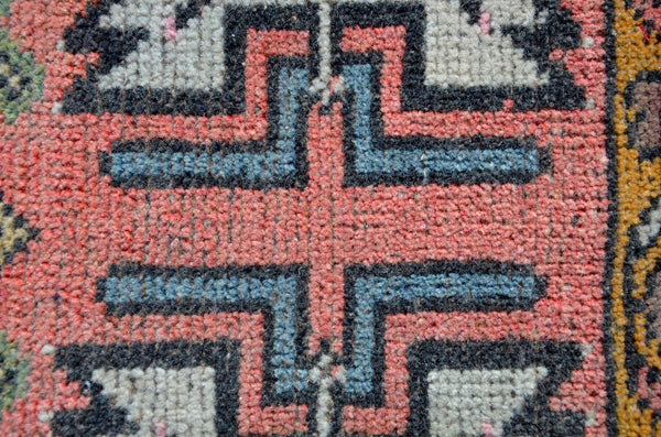 Turkish Handmade Vintage small area rug doormat for home decor, bathroom rug, area oushak rug bathroom mat kitchen kilim rug, rug 3.3X1.7, 665687