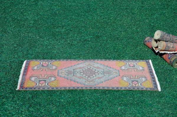 Natural Turkish Vintage small area rug doormat for home decor, bathroom rug, area oushak rug bathroom mat kitchen kilim rug, rug 3X1.6, 665724
