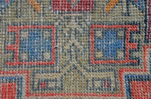 Handmade Turkish Vintage small area rug doormat for home decor, bathroom rug, area oushak rug bathroom mat kitchen kilim rug, rug 3.4x1.7, 665726