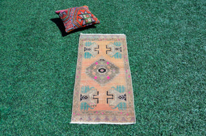 Unique Turkish Vintage small area rug doormat for home decor, bathroom rug, area oushak rug bathroom mat kitchen rug  kilim rug, rug 3,5X1,7, 665473