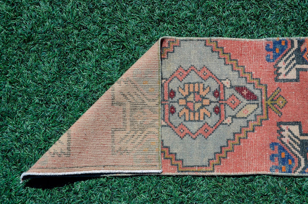 Handmade Turkish Vintage small area rug doormat for home decor, bathroom rug, area oushak rug bathroom mat kitchen kilim rug, rug 3,2X1,4, 665475