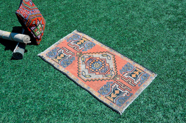 Turkish Handmade Vintage small area rug doormat for home decor, bathroom rug, area oushak rug bathroom mat kitchen kilim rug, rug 3.1X1.8, 665529
