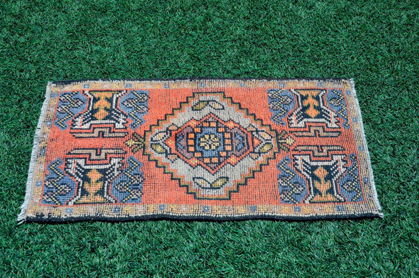 Turkish Handmade Vintage small area rug doormat for home decor, bathroom rug, area oushak rug bathroom mat kitchen kilim rug, rug 3.1X1.8, 665529