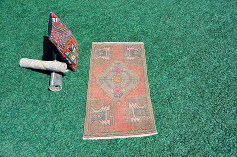 Natural Turkish Vintage small area rug doormat for home decor, bathroom rug, area oushak rug bathroom mat kitchen ru  kilim rug, rug 3.1X1.7, 665512