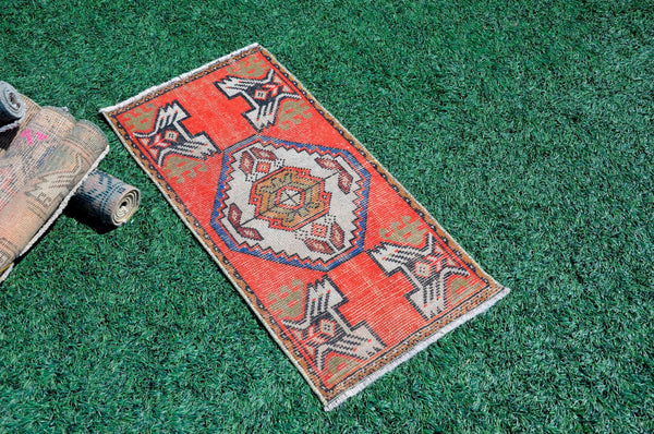 Natural Turkish Vintage small area rug doormat for home decor, bathroom rug, area oushak rug bathroom mat kitchen kilim rug, rug 3.2X1.6, 665633