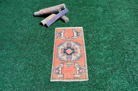Unique Turkish Vintage small area rug doormat for home decor, bathroom rug, area oushak rug bathroom mat kitchen rug  kilim rug, rug 3,1X1,5, 665590