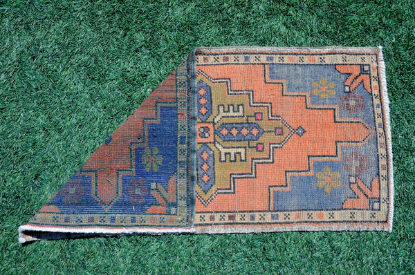 Turkish Handmade Vintage small area rug doormat for home decor, bathroom rug, area oushak rug bathroom mat kitchen kilim rug, rug 3.5X1.9, 665479