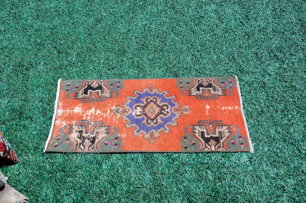 Vintage Handmade Turkish small area rug doormat for home decor, bathroom rug, area oushak rug bathroom mat kitchen kilim rug, rug 2.10X1.6, 665494