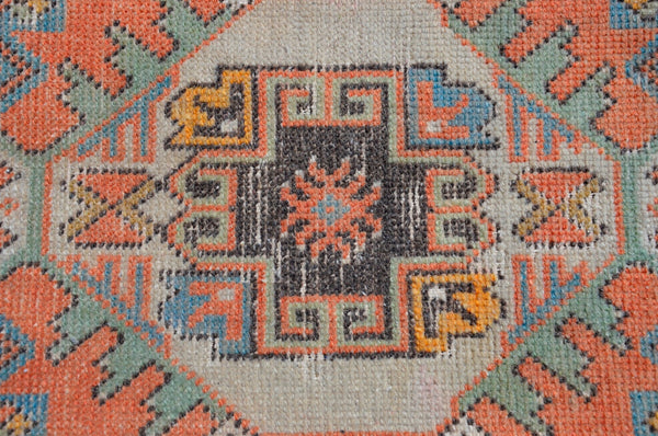 Natural Turkish Vintage small area rug doormat for home decor, bathroom rug, area oushak rug bathroom mat kitchen kilim rug, rug 3X1.6, 665498