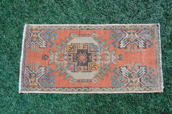 Natural Turkish Vintage small area rug doormat for home decor, bathroom rug, area oushak rug bathroom mat kitchen kilim rug, rug 3X1.6, 665498