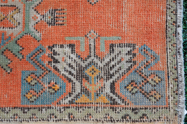 Natural Turkish Vintage small area rug doormat for home decor, bathroom rug, area oushak rug bathroom mat kitchen kilim rug, rug 3X1.6, 665498