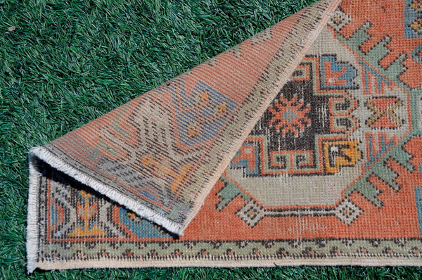 Natural Turkish Vintage small area rug doormat for home decor, bathroom rug, area oushak rug bathroom mat kitchen kilim rug, rug 3X1.6, 665498