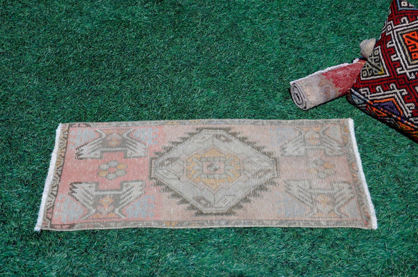 Turkish Handmade Vintage small area rug doormat for home decor, bathroom rug, area oushak rug bathroom mat kitchen kilim rug, rug 3.1X1.7, 665509