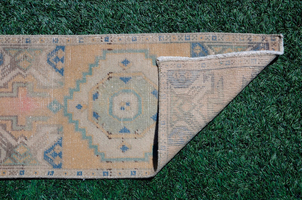 Handmade Turkish Vintage small area rug doormat for home decor, bathroom rug, area oushak rug bathroom mat kitchen kilim rug, rug 3x1.6, 665527