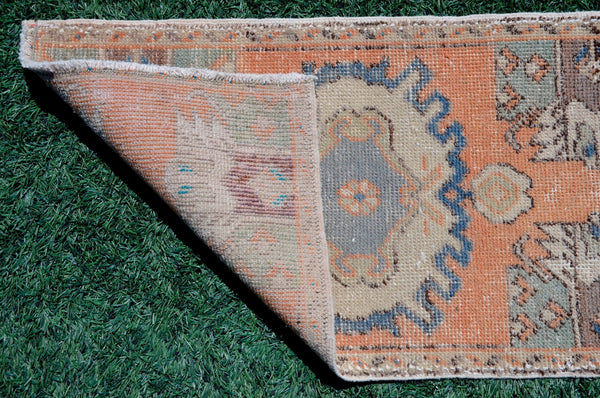 Natural Turkish Vintage small area rug doormat for home decor, bathroom rug, area oushak rug bathroom mat kitchen kilim rug, rug 3X1.7, 665531