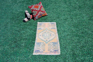 Handmade Turkish Vintage small area rug doormat for home decor, bathroom rug, area oushak rug bathroom mat kitchen kilim rug, rug 3x1.6, 665527