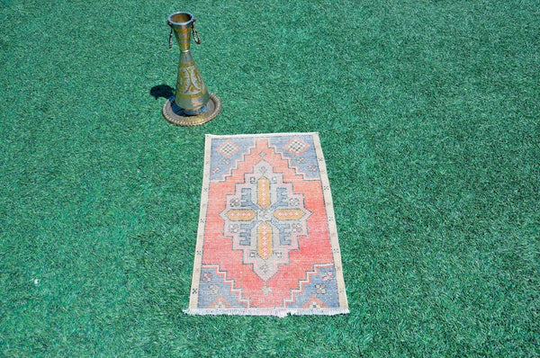 Turkish Handmade Vintage small area rug doormat for home decor, bathroom rug, area oushak rug bathroom mat kitchen kilim rug, rug 2.9X1.7, 665490