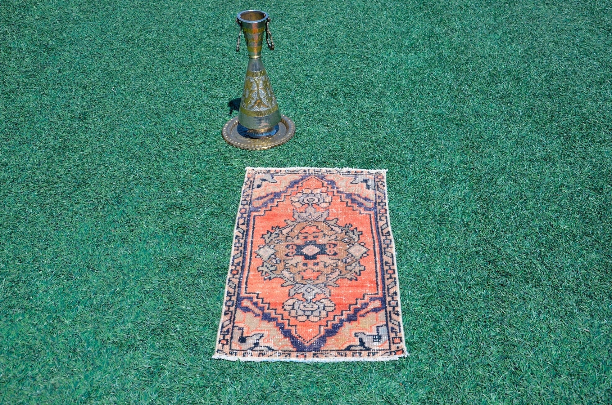 Handmade Turkish Vintage small area rug doormat for home decor, bathroom rug, area oushak rug bathroom mat kitchen kilim rug, rug 2.10x1.6, 665491