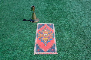 Unique Turkish Vintage small area rug doormat for home decor, bathroom rug, area oushak rug bathroom mat kitchen rug kilim rug, rug 3.4x1.6, 665670