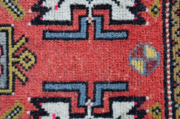 Handmade Turkish Vintage small area rug doormat for home decor, bathroom rug, area oushak rug bathroom mat kitchen kilim rug, rug 3.5x1.7, 665673