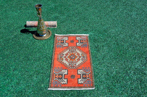 Natural Turkish Vintage small area rug doormat for home decor, bathroom rug, area oushak rug bathroom mat kitchen kilim rug, rug 3.1X1.7, 665684