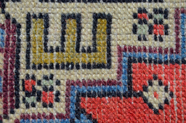Vintage Handmade Turkish small area rug doormat for home decor, bathroom rug, area oushak rug bathroom mat kitchen kilim rug, rug 3.2x1.6, 665701