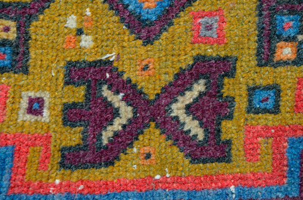 Natural Turkish Vintage small area rug doormat for home decor, bathroom rug, area oushak rug bathroom mat kitchen kilim rug, rug 3.3X1.8, 665719